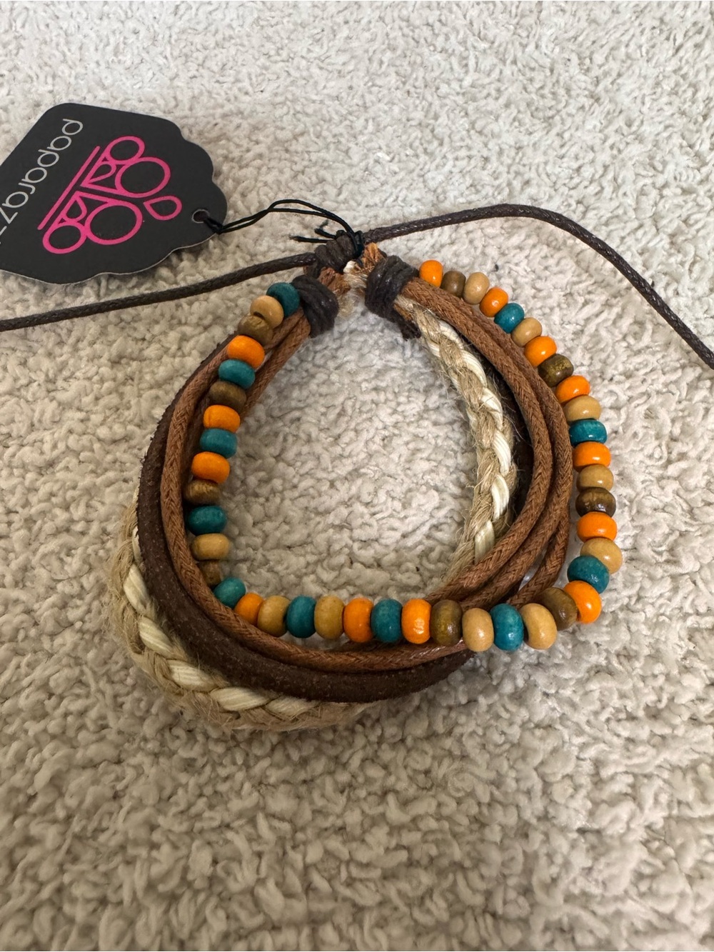 Paparazzi Turquoise, Orange & Brown Layered Beaded Wrap Bracelet